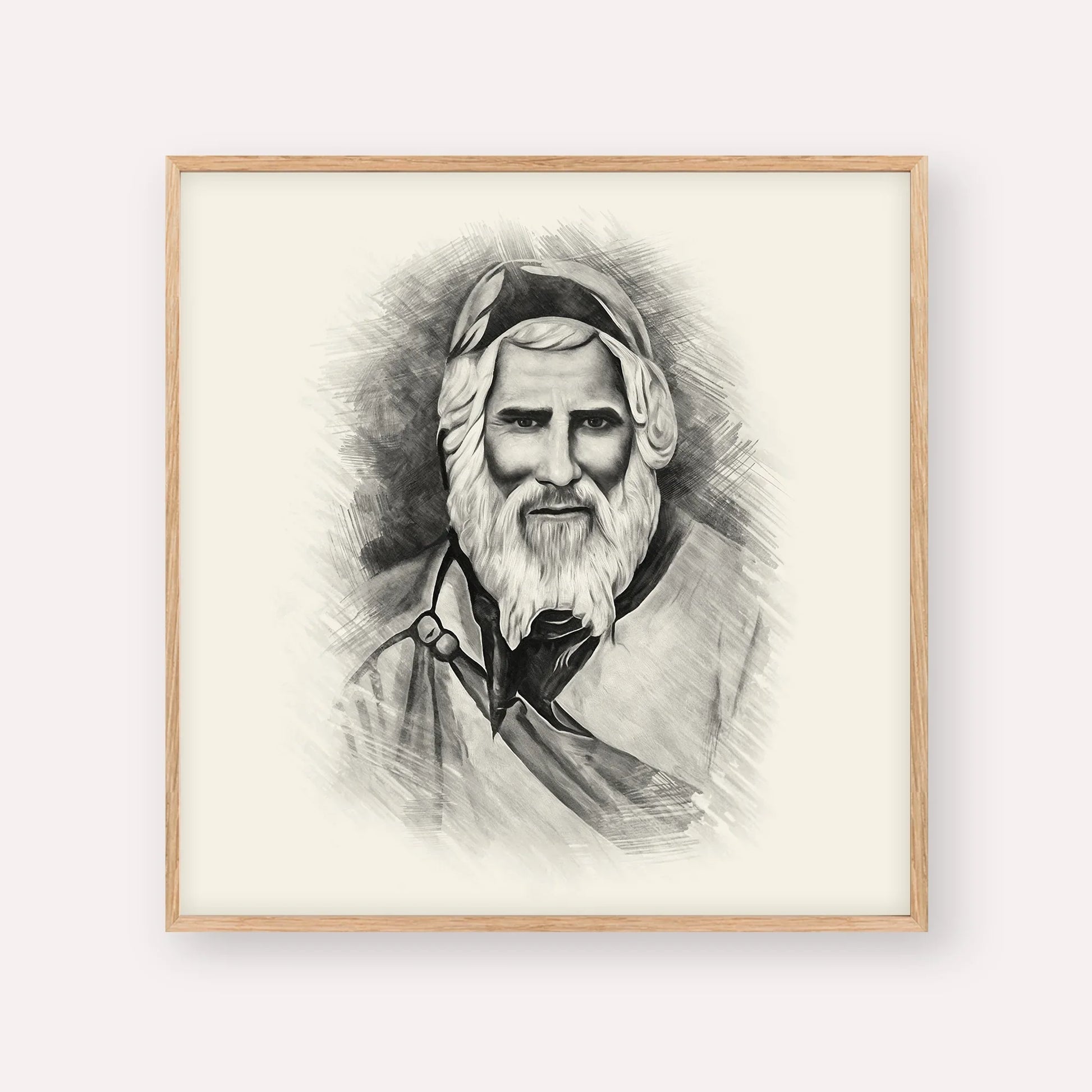 Rabbi Yaakob Abuhatzeira – Black & White – Wood Frame Square | Jewish Wall Art, Gedolim Pictures