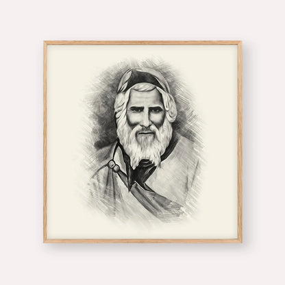 Rabbi Yaakob Abuhatzeira – Black & White – Wood Frame Square | Jewish Wall Art, Gedolim Pictures
