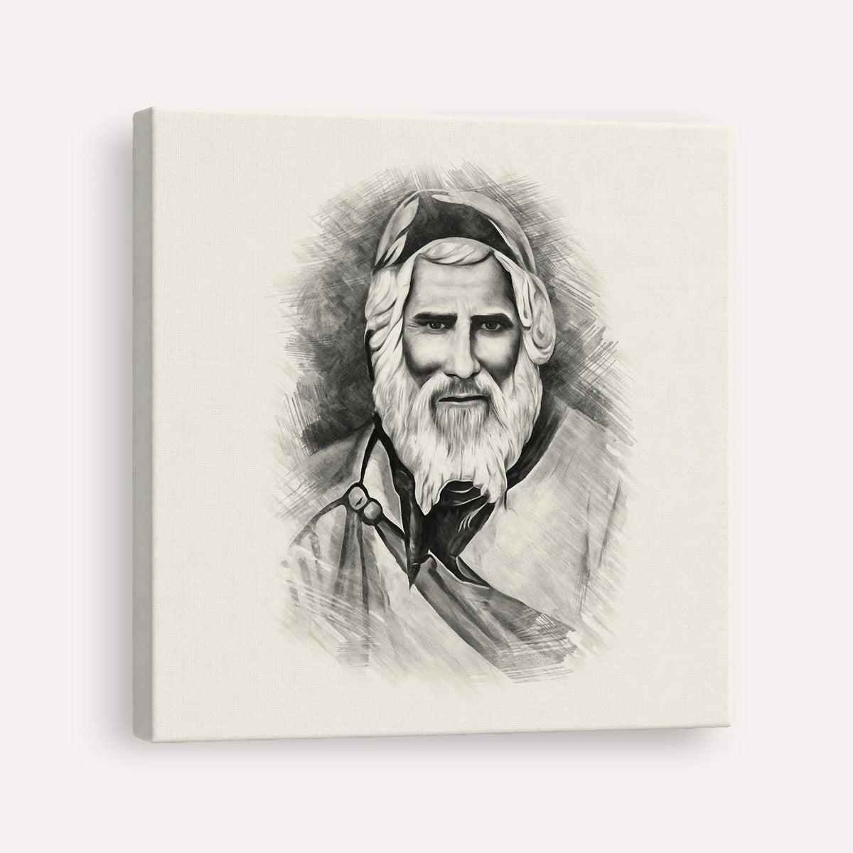 Rabbi Yaakob Abuhatzeira – Black & White – Canvas Square | Jewish Wall Art, Gedolim Pictures