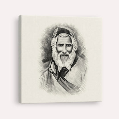 Rabbi Yaakob Abuhatzeira – Black & White – Canvas Square | Jewish Wall Art, Gedolim Pictures