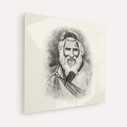 Rabbi Yaakob Abuhatzeira – Black & White – Acrylic Glass Square | Jewish Wall Art, Gedolim Pictures