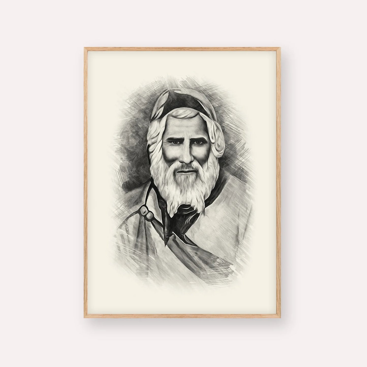 Rabbi Yaakob Abuhatzeira – Black & White – Wood Frame Vertical | Jewish Wall Art, Gedolim Pictures