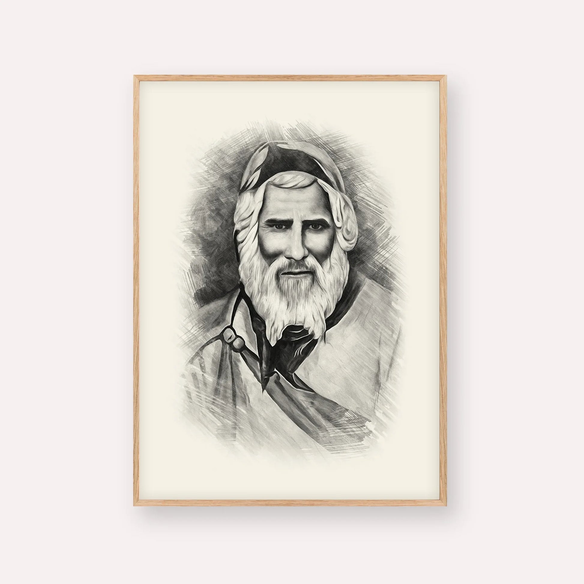 Rabbi Yaakob Abuhatzeira – Black & White – Wood Frame Vertical | Jewish Wall Art, Gedolim Pictures