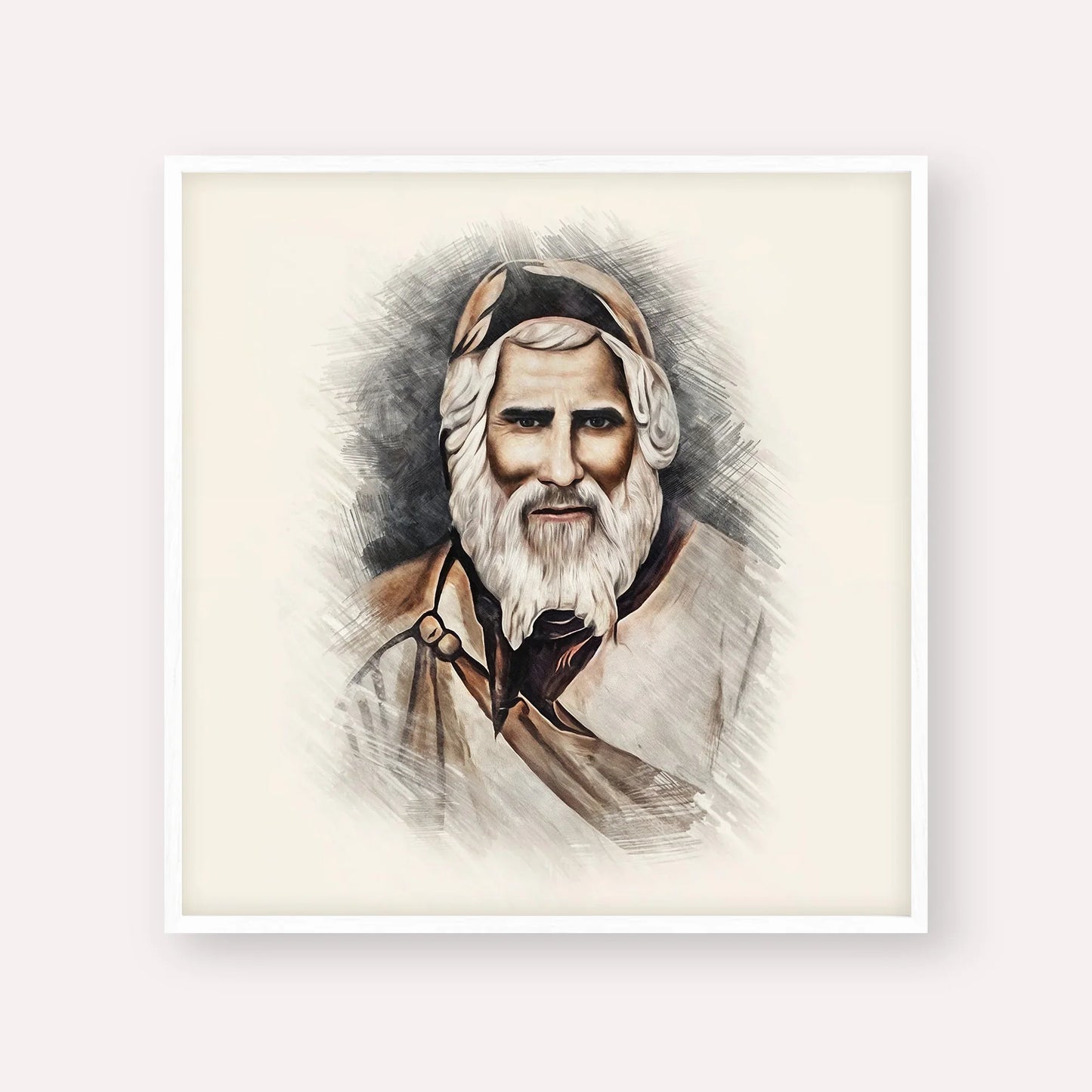 Rabbi Yaakob Abuhatzeira – White Frame Square | Jewish Wall Art, Gedolim Pictures