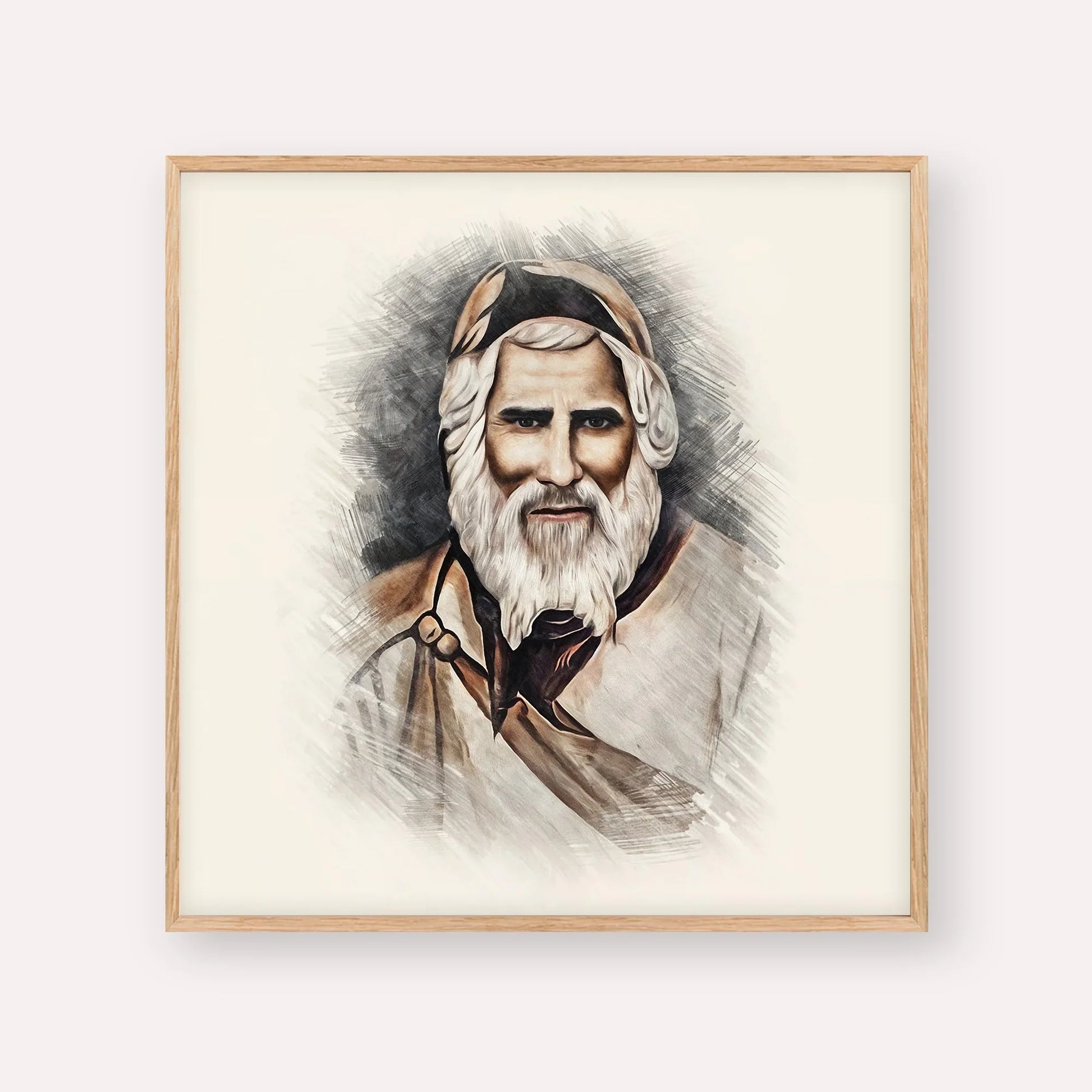 Rabbi Yaakob Abuhatzeira – Wood Frame Square | Jewish Wall Art, Gedolim Pictures