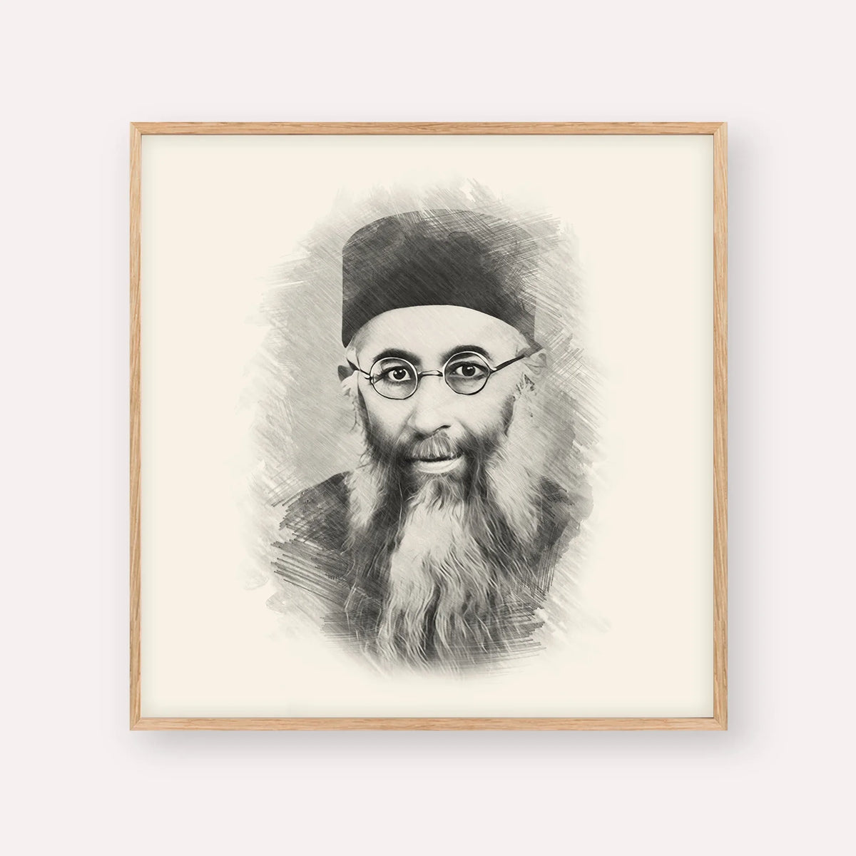Rabbi Yaakov Ades – Black & White – Wood Frame Square | Jewish Wall Art, Gedolim Pictures