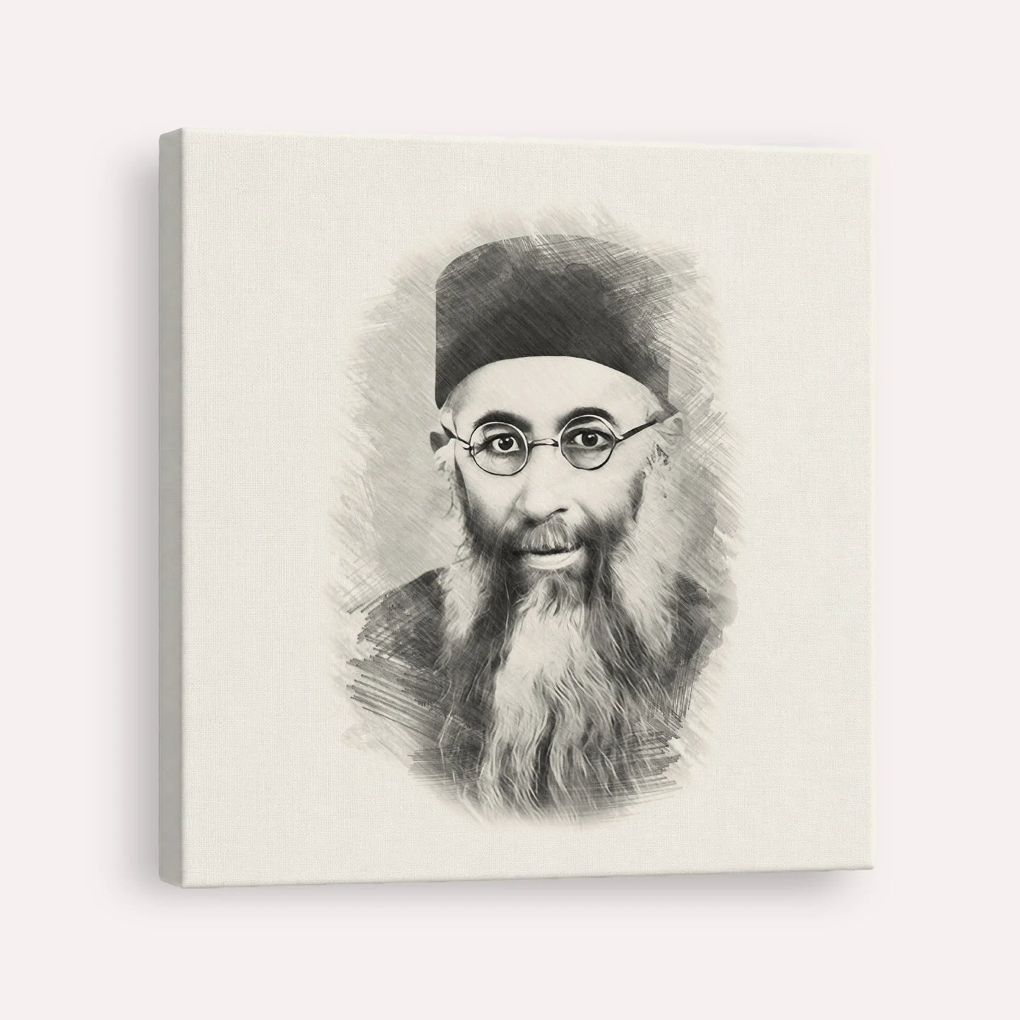 Rabbi Yaakov Ades – Black & White – Canvas Square | Jewish Wall Art, Gedolim Pictures