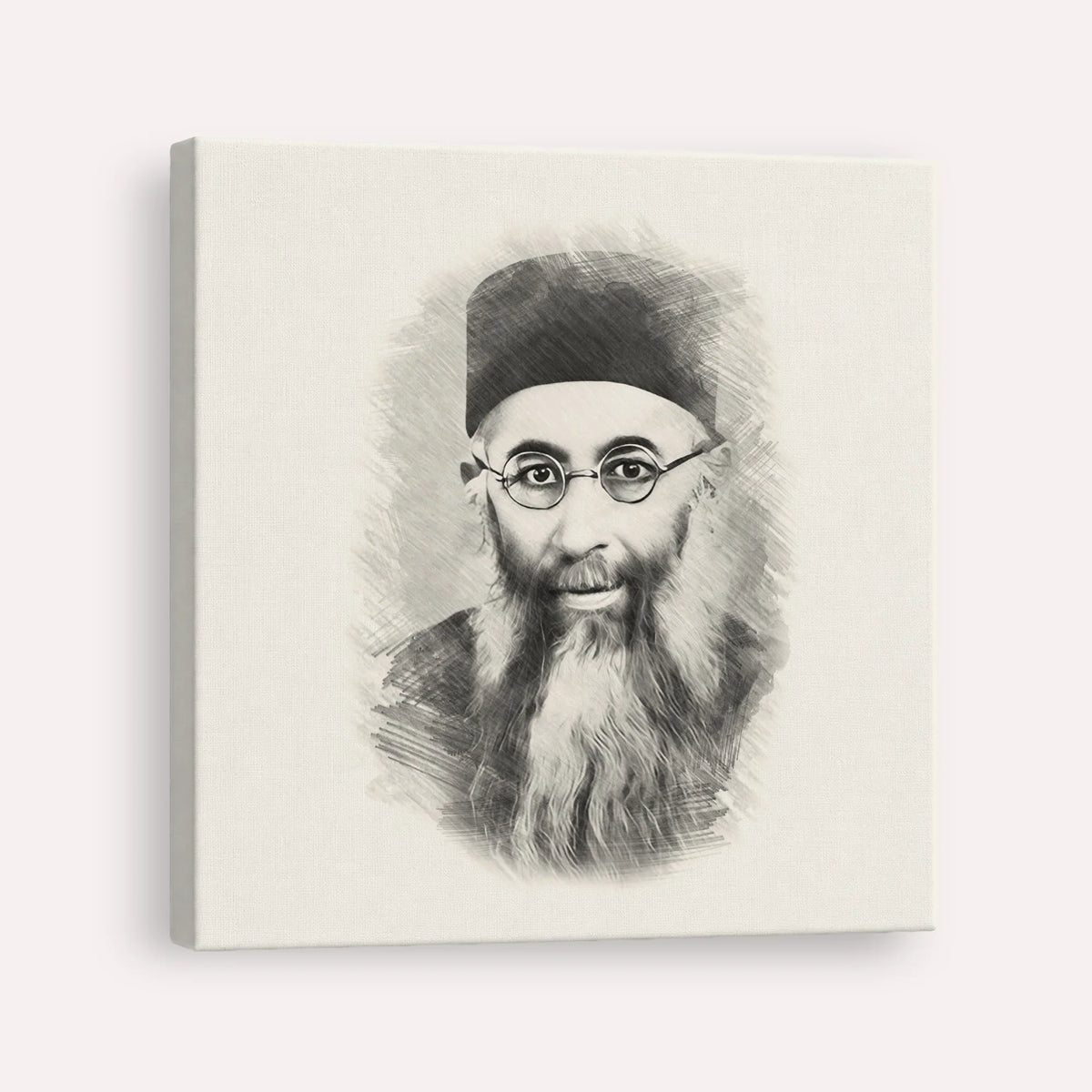 Rabbi Yaakov Ades – Black & White – Canvas Square | Jewish Wall Art, Gedolim Pictures