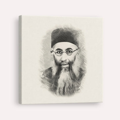 Rabbi Yaakov Ades – Black & White – Canvas Square | Jewish Wall Art, Gedolim Pictures