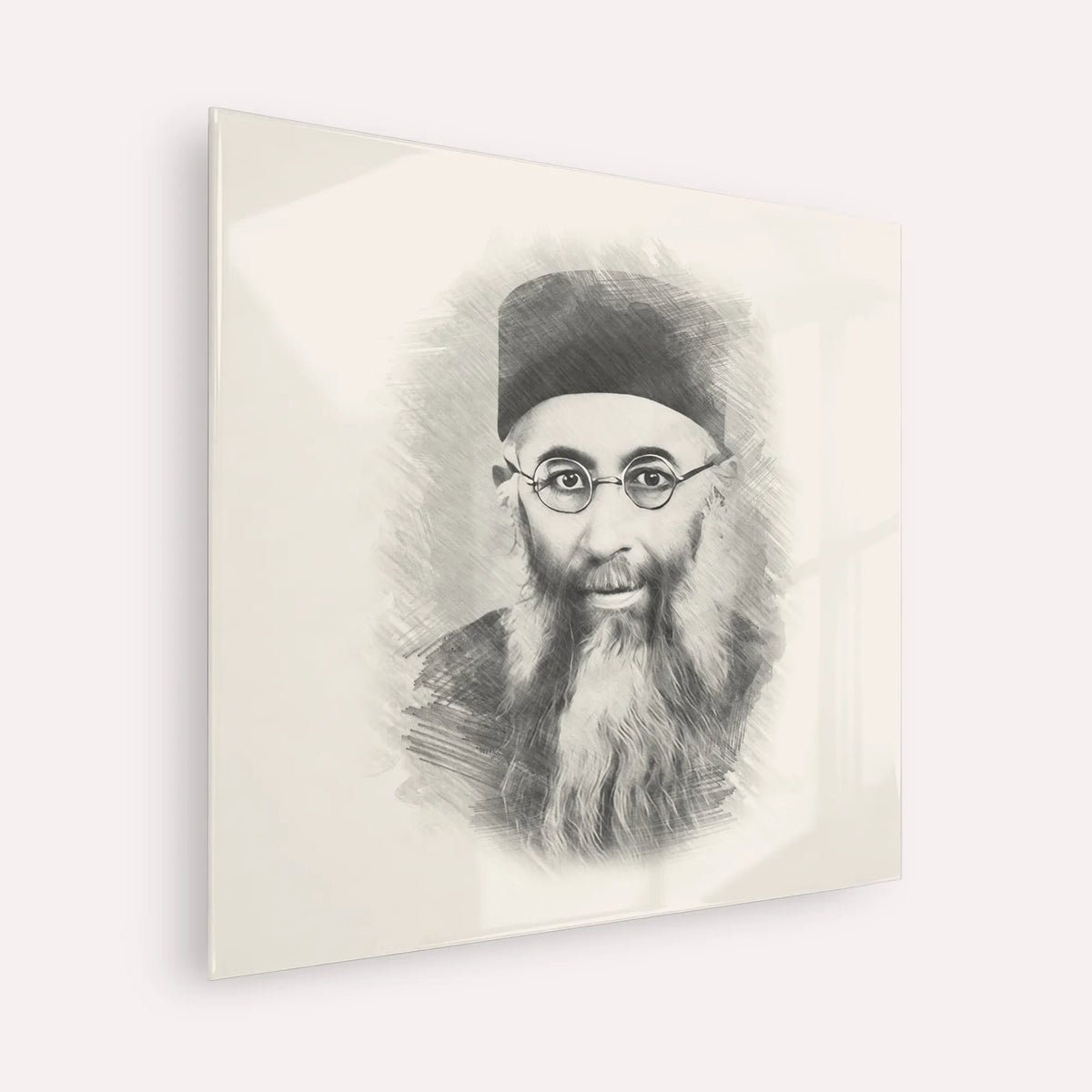 Rabbi Yaakov Ades – Black & White – Acrylic Glass Square | Jewish Wall Art, Gedolim Pictures