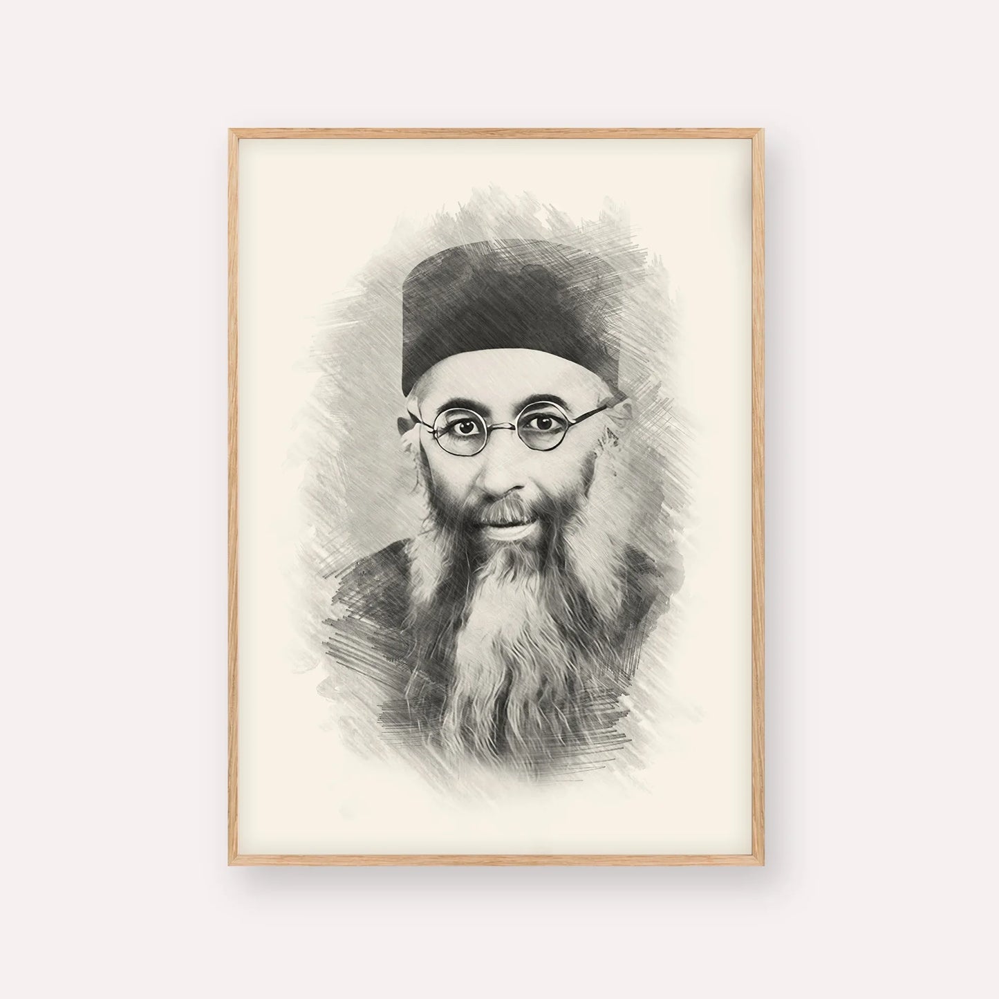 Rabbi Yaakov Ades – Black & White – Wood Frame Vertical | Jewish Wall Art, Gedolim Pictures