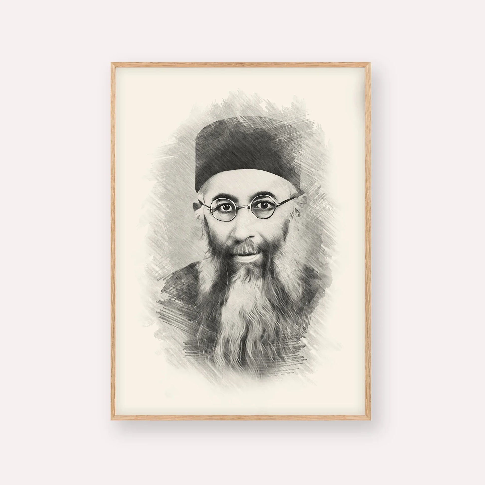 Rabbi Yaakov Ades – Black & White – Wood Frame Vertical | Jewish Wall Art, Gedolim Pictures