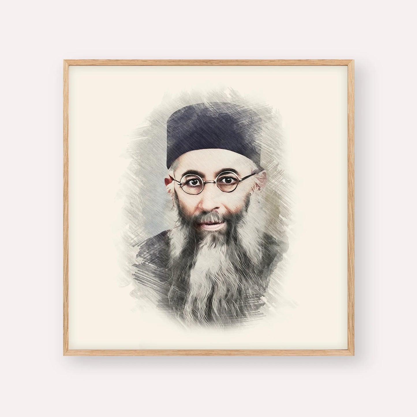 Rabbi Yaakov Ades – Wood Frame Square | Jewish Wall Art, Gedolim Pictures