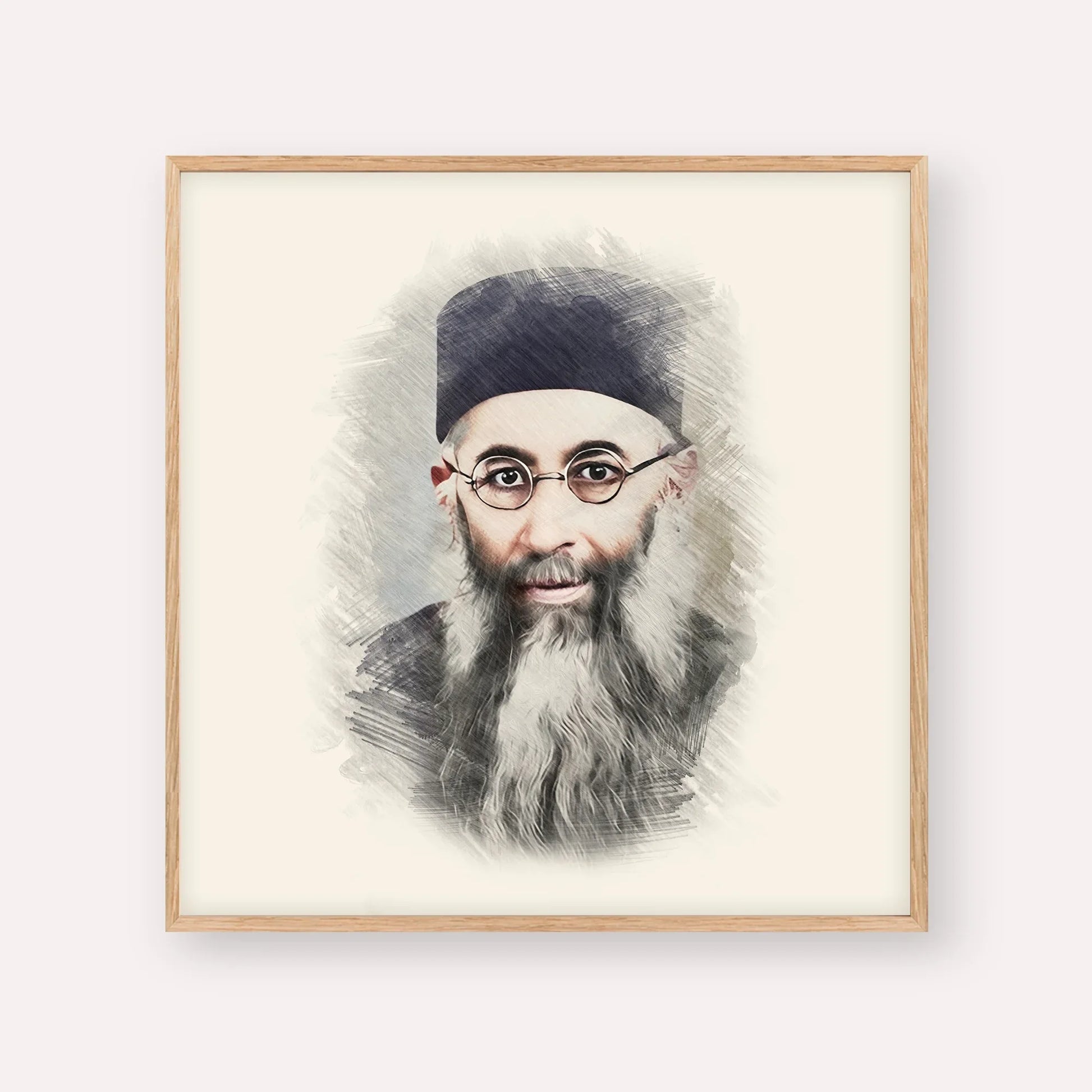 Rabbi Yaakov Ades – Wood Frame Square | Jewish Wall Art, Gedolim Pictures