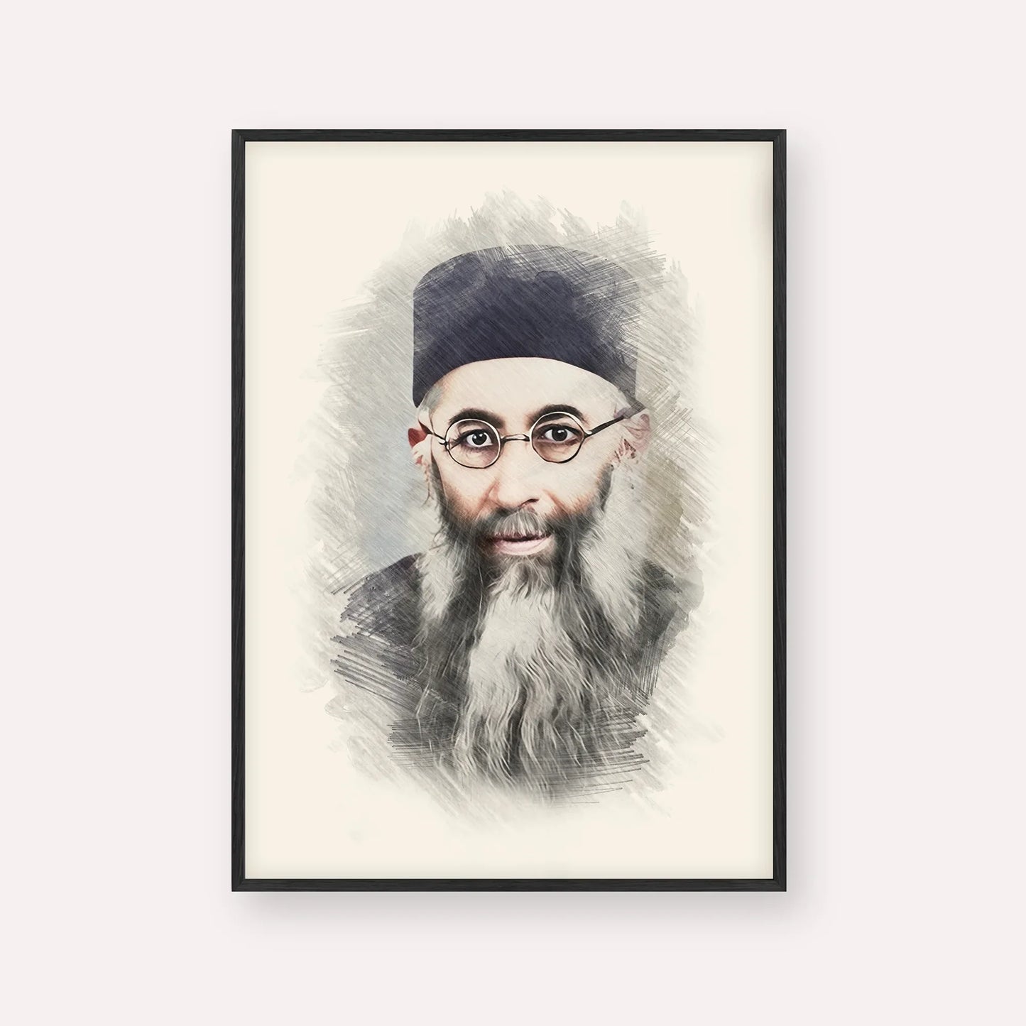 Rabbi Yaakov Ades – Black Frame Vertical | Jewish Wall Art, Gedolim Pictures