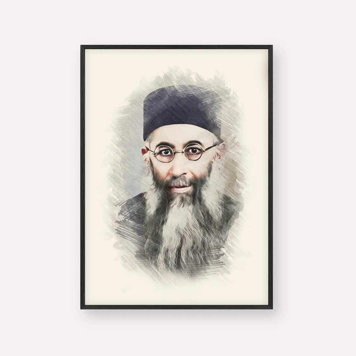 Rabbi Yaakov Ades – Black Frame Vertical | Jewish Wall Art, Gedolim Pictures