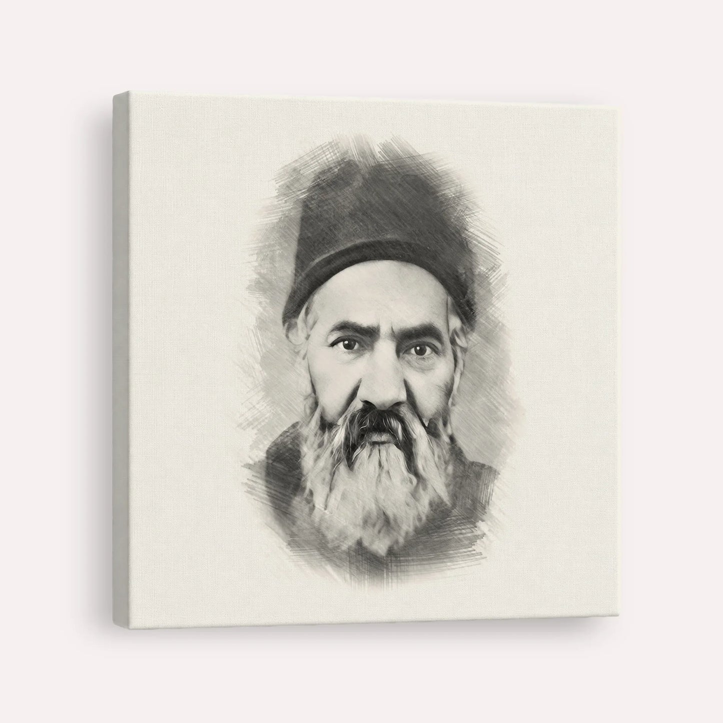 Rabbi Yaakov Chaim Sofer (Kaf Hachaim) – Black & White – Canvas Square | Jewish Wall Art, Gedolim Pictures