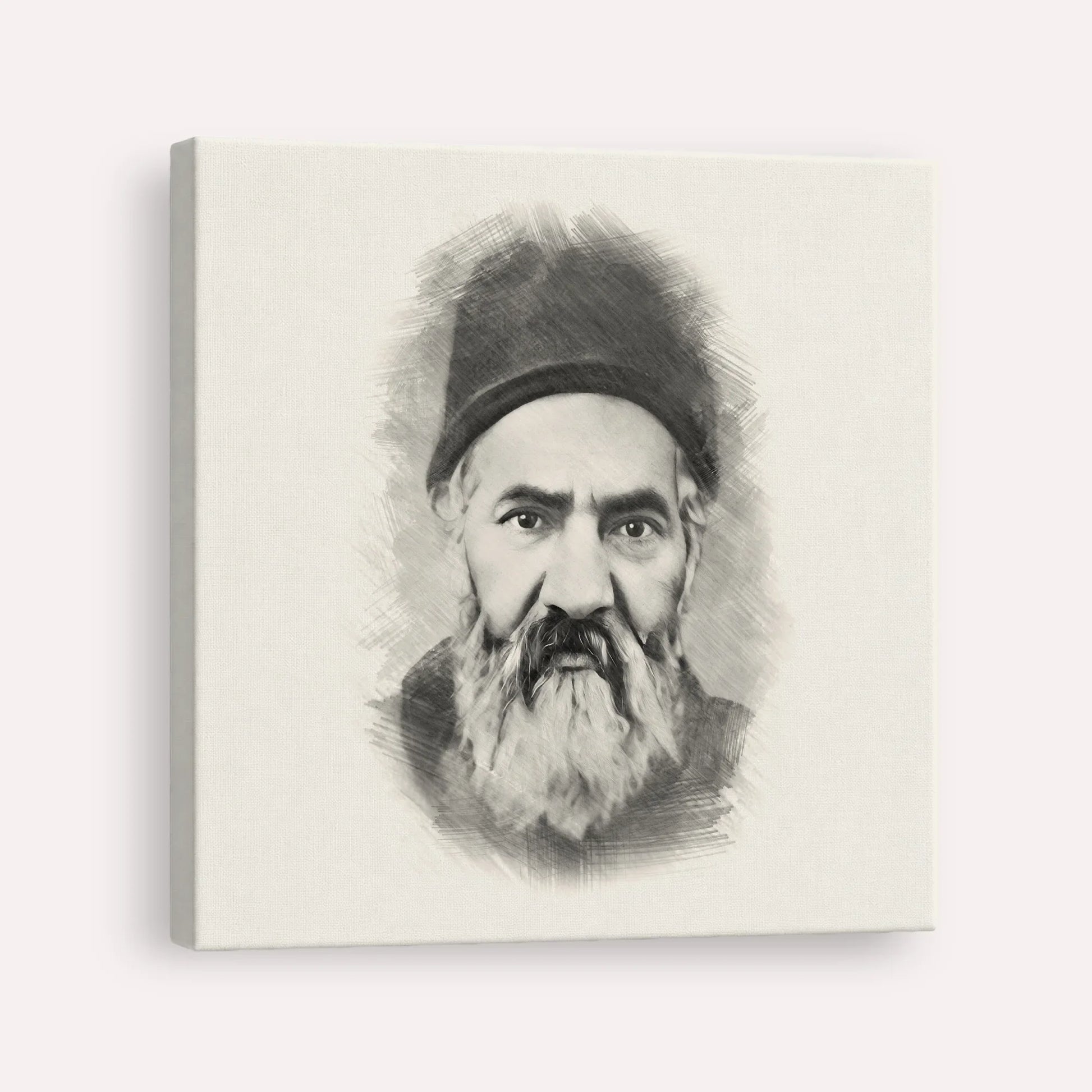 Rabbi Yaakov Chaim Sofer (Kaf Hachaim) – Black & White – Canvas Square | Jewish Wall Art, Gedolim Pictures