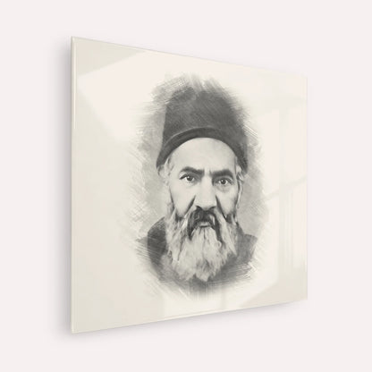 Rabbi Yaakov Chaim Sofer (Kaf Hachaim) – Black & White – Acrylic Glass Square | Jewish Wall Art, Gedolim Pictures