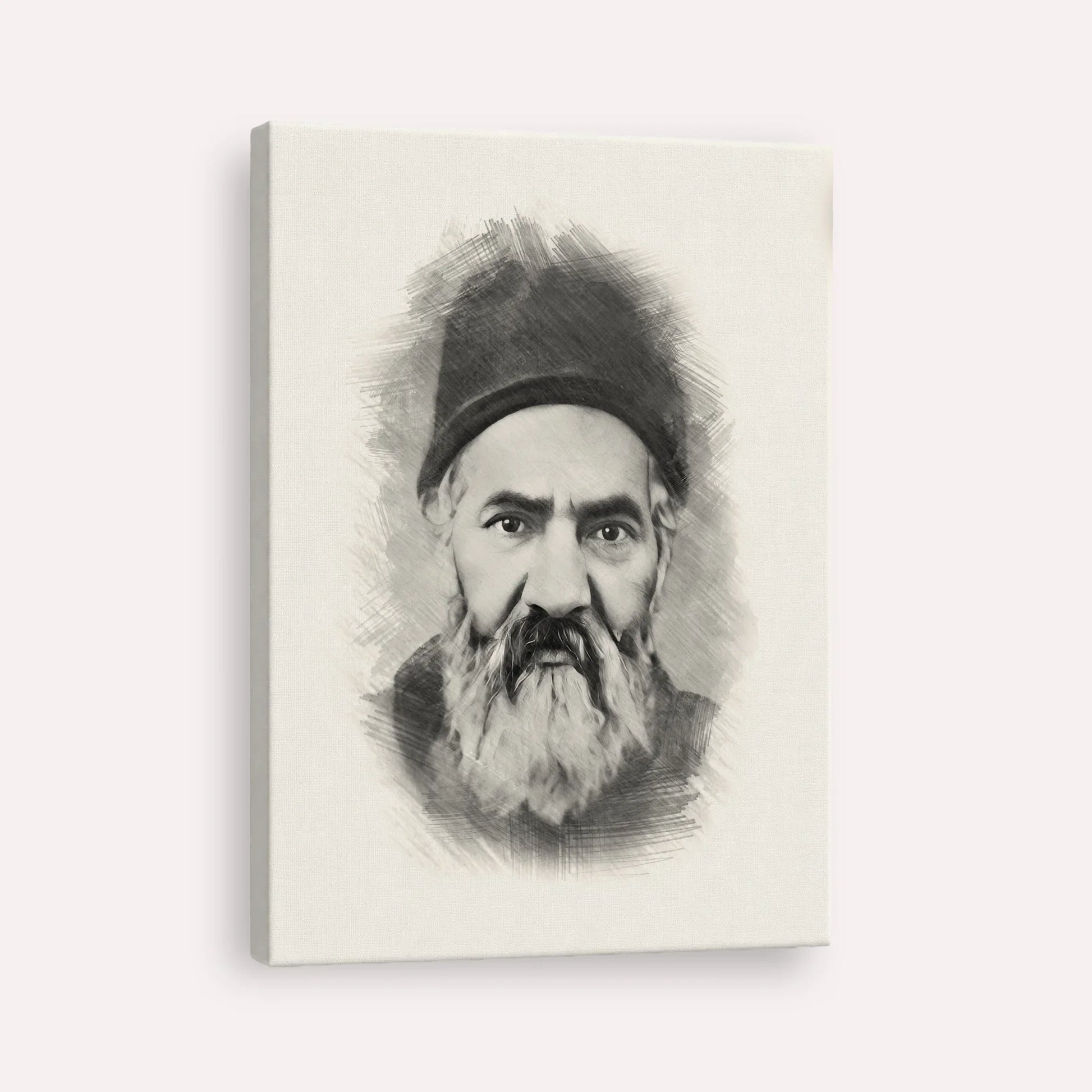 Rabbi Yaakov Chaim Sofer (Kaf Hachaim) – Black & White – Canvas Vertical | Jewish Wall Art, Gedolim Pictures