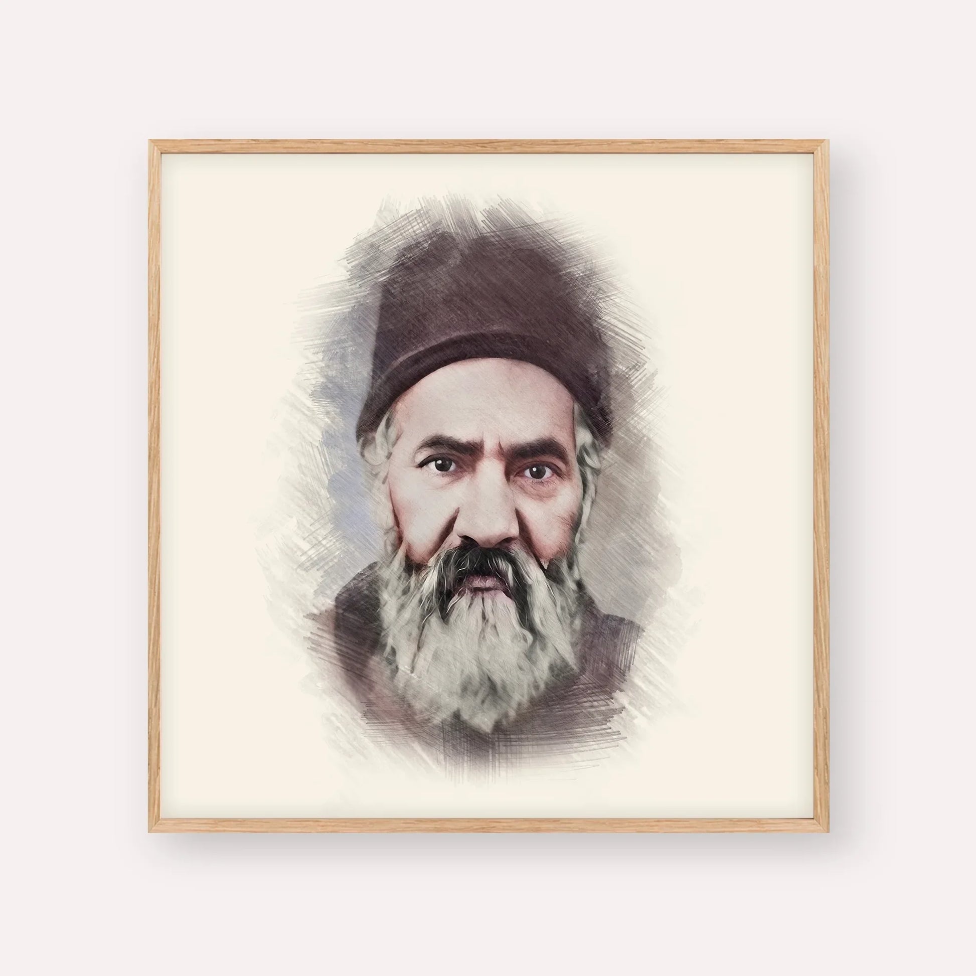 Rabbi Yaakov Chaim Sofer (Kaf Hachaim) – Wood Frame Square | Jewish Wall Art, Gedolim Pictures
