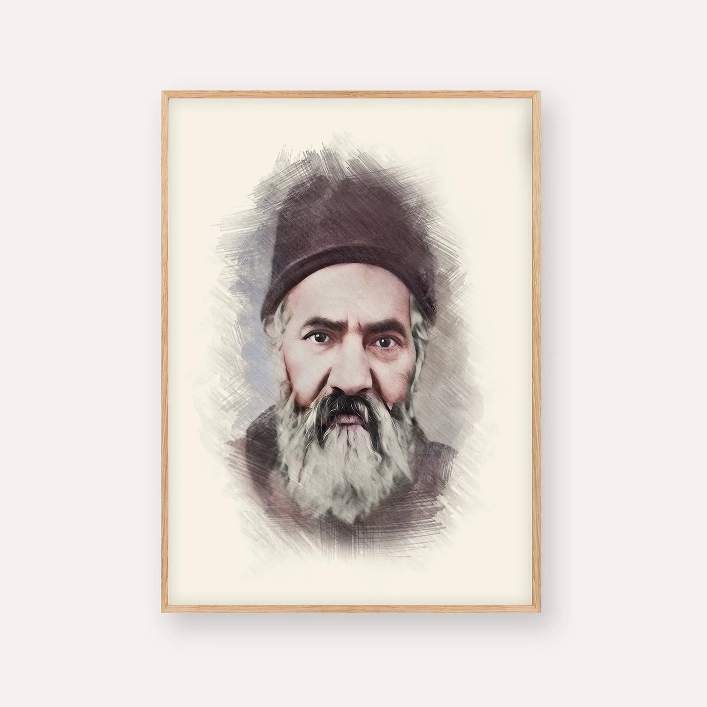 Rabbi Yaakov Chaim Sofer (Kaf Hachaim) – Wood Frame Vertical | Jewish Wall Art, Gedolim Pictures