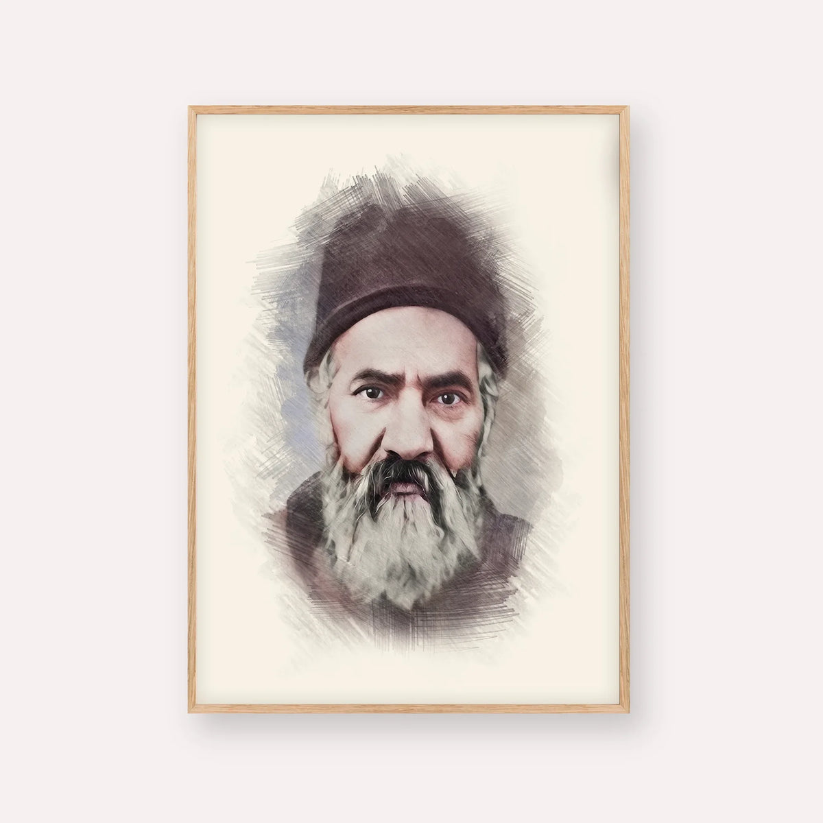 Rabbi Yaakov Chaim Sofer (Kaf Hachaim) – Wood Frame Vertical | Jewish Wall Art, Gedolim Pictures