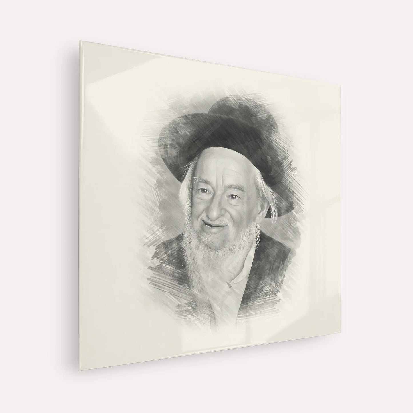 Rabbi Yaakov Galinsky – Black & White – Acrylic Glass Square | Jewish Wall Art, Gedolim Pictures