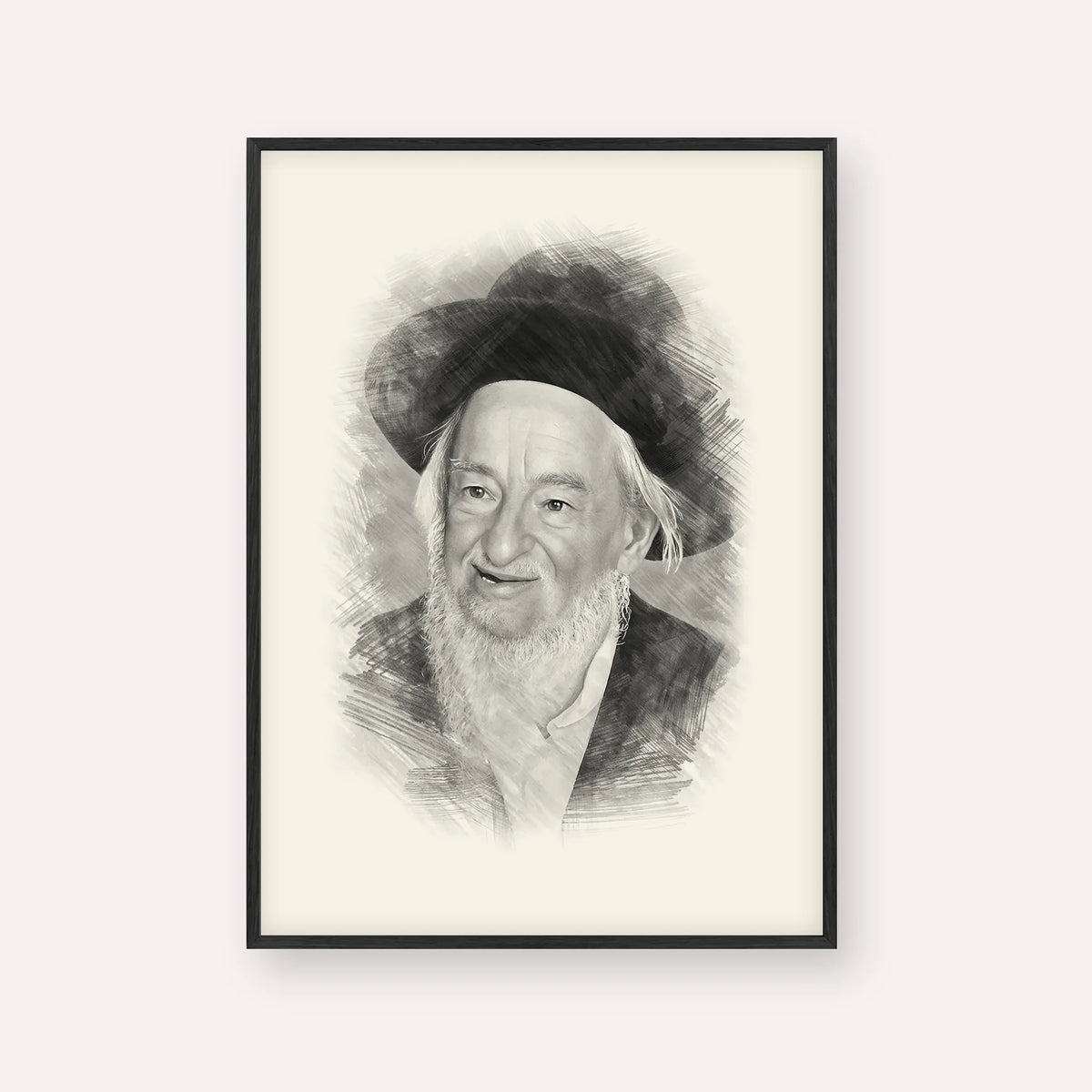 Rabbi Yaakov Galinsky – Black & White – Black Frame Vertical | Jewish Wall Art, Gedolim Pictures