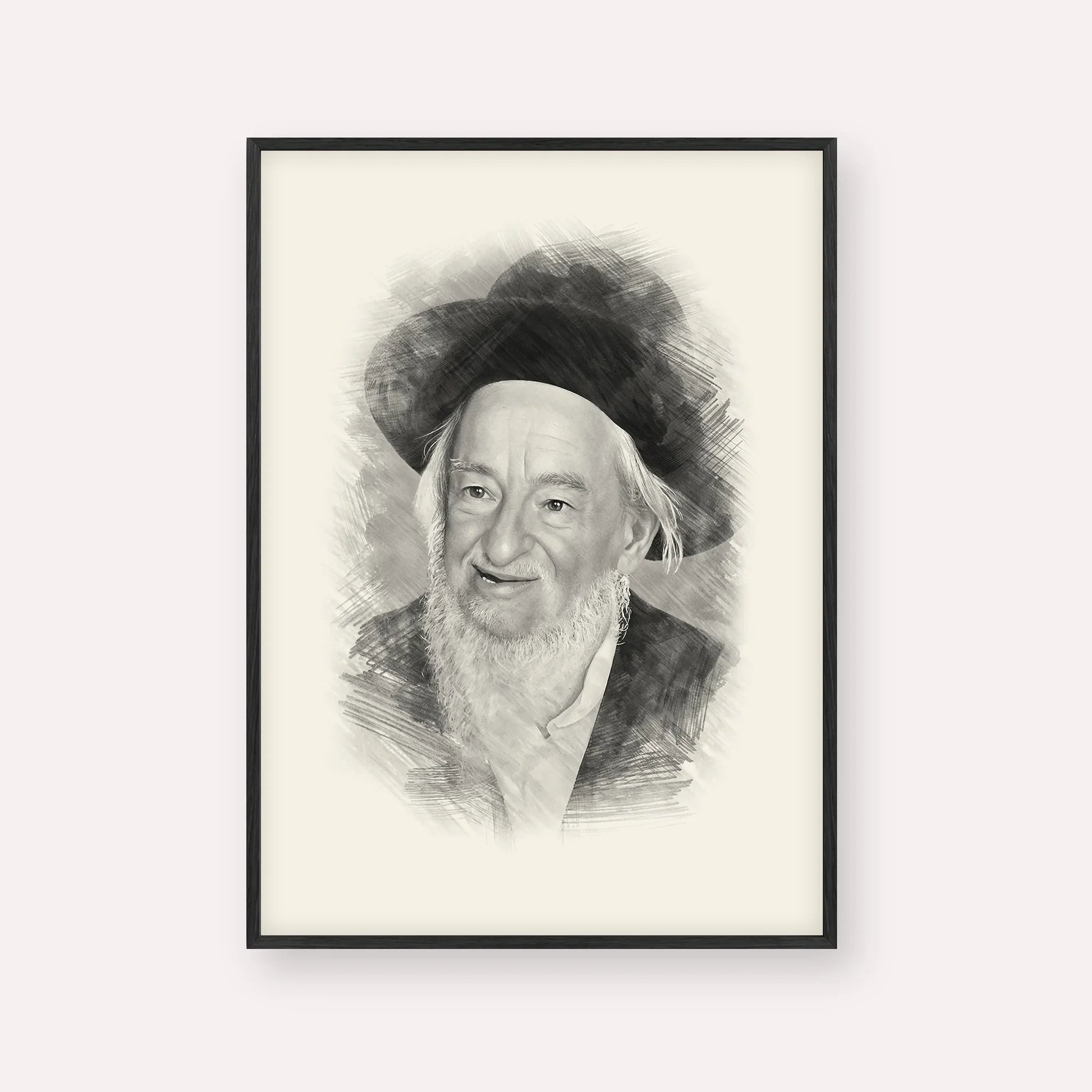 Rabbi Yaakov Galinsky – Black & White – Black Frame Vertical | Jewish Wall Art, Gedolim Pictures