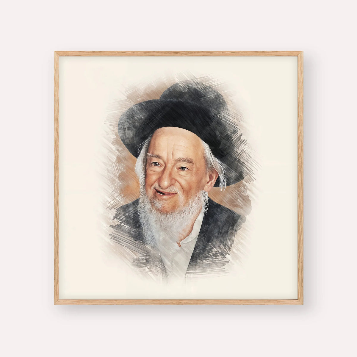 Rabbi Yaakov Galinsky – Wood Frame Square | Jewish Wall Art, Gedolim Pictures