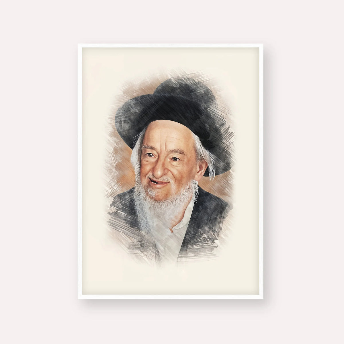 Rabbi Yaakov Galinsky – White Frame Vertical | Jewish Wall Art, Gedolim Pictures