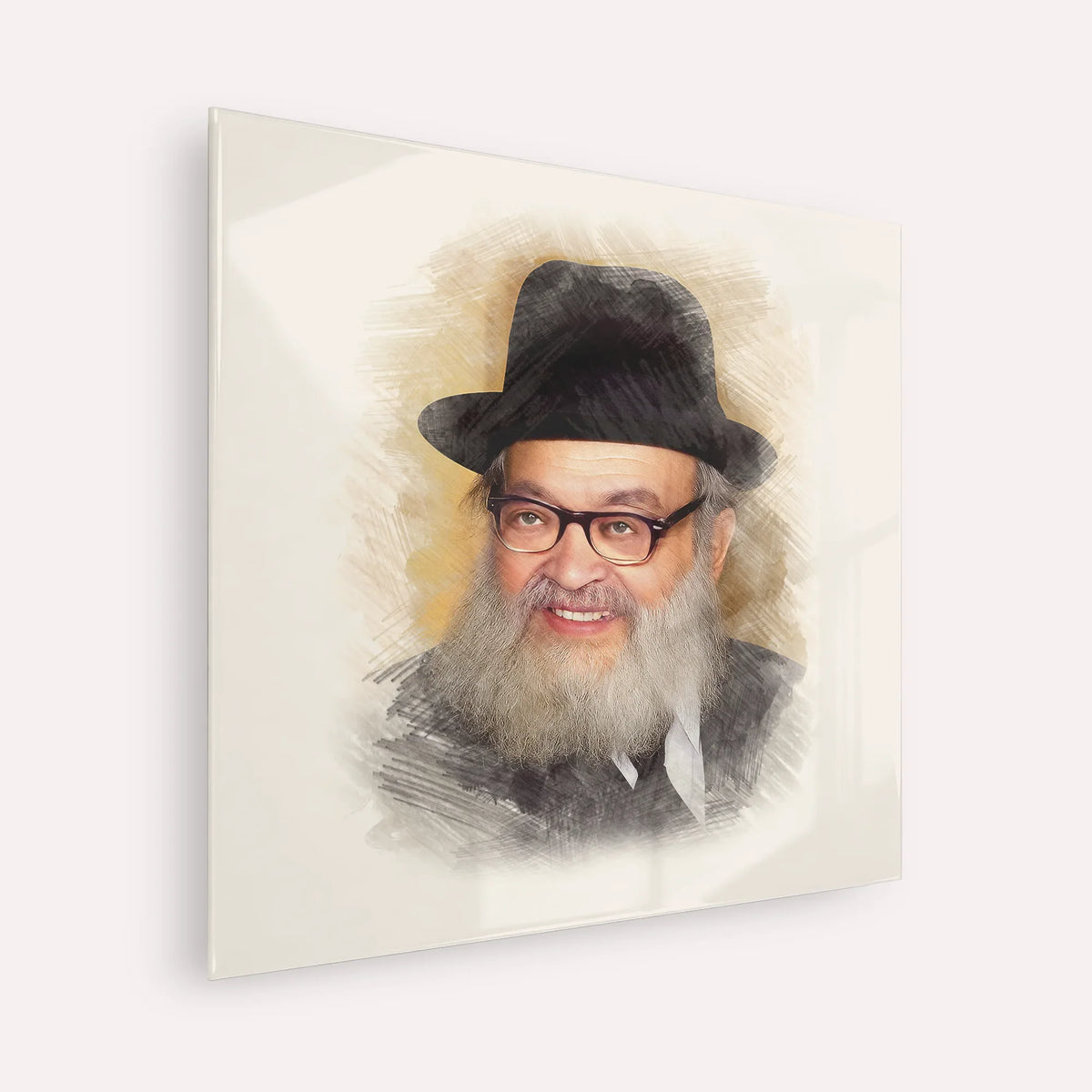 Rabbi Yaakov Kamenetsky – Acrylic Glass Square | Jewish Wall Art, Gedolim Pictures