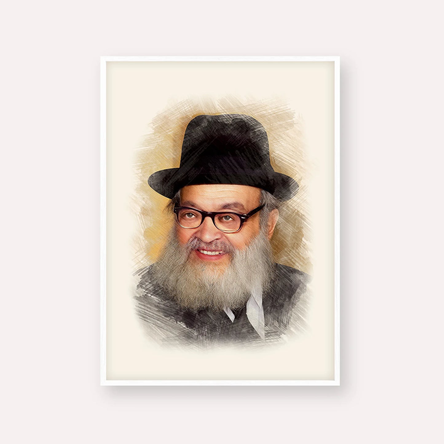 Rabbi Yaakov Kamenetsky – White Frame Vertical | Jewish Wall Art, Gedolim Pictures