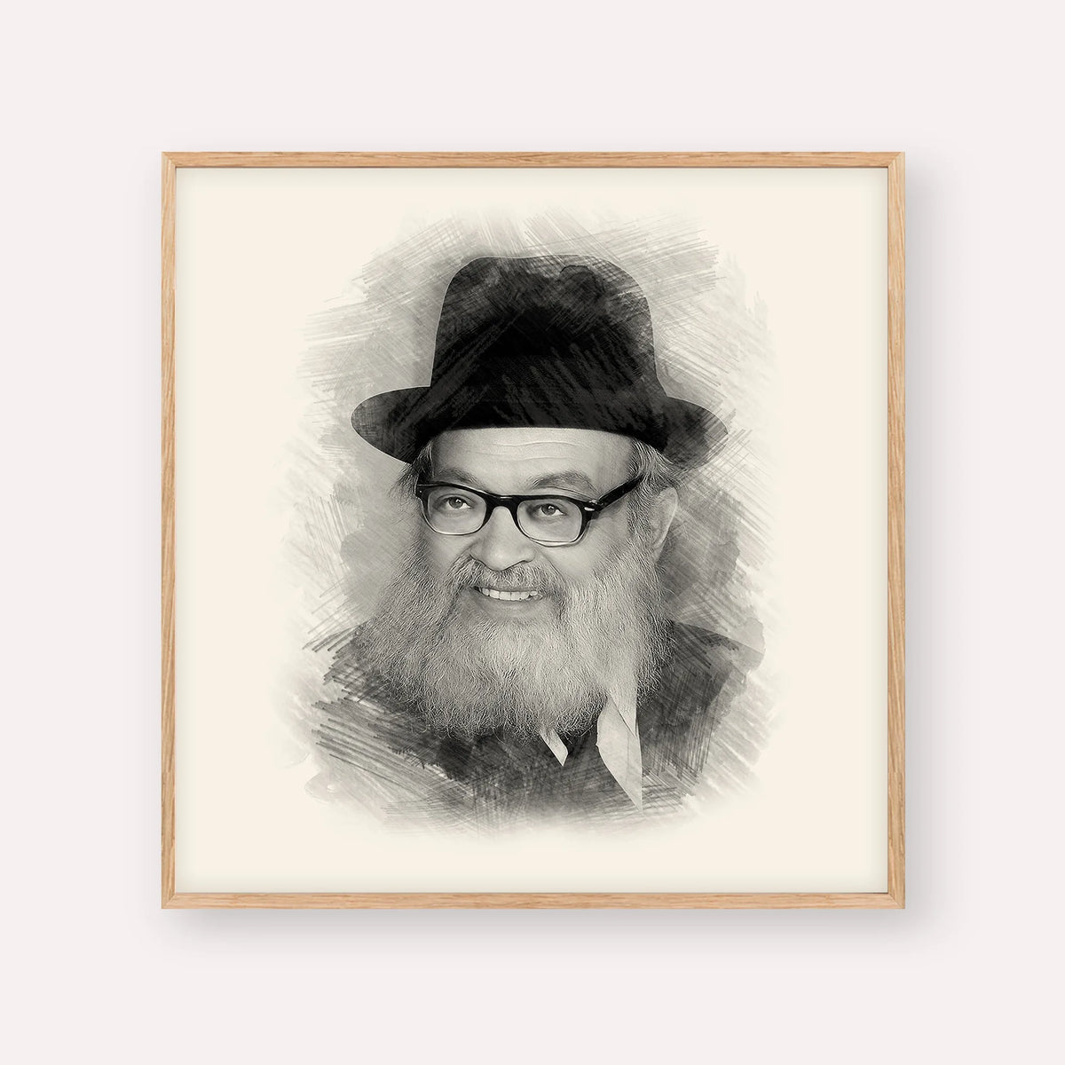 Rabbi Yaakov Kamenetsky – Black & White – Wood Frame Square | Jewish Wall Art, Gedolim Pictures
