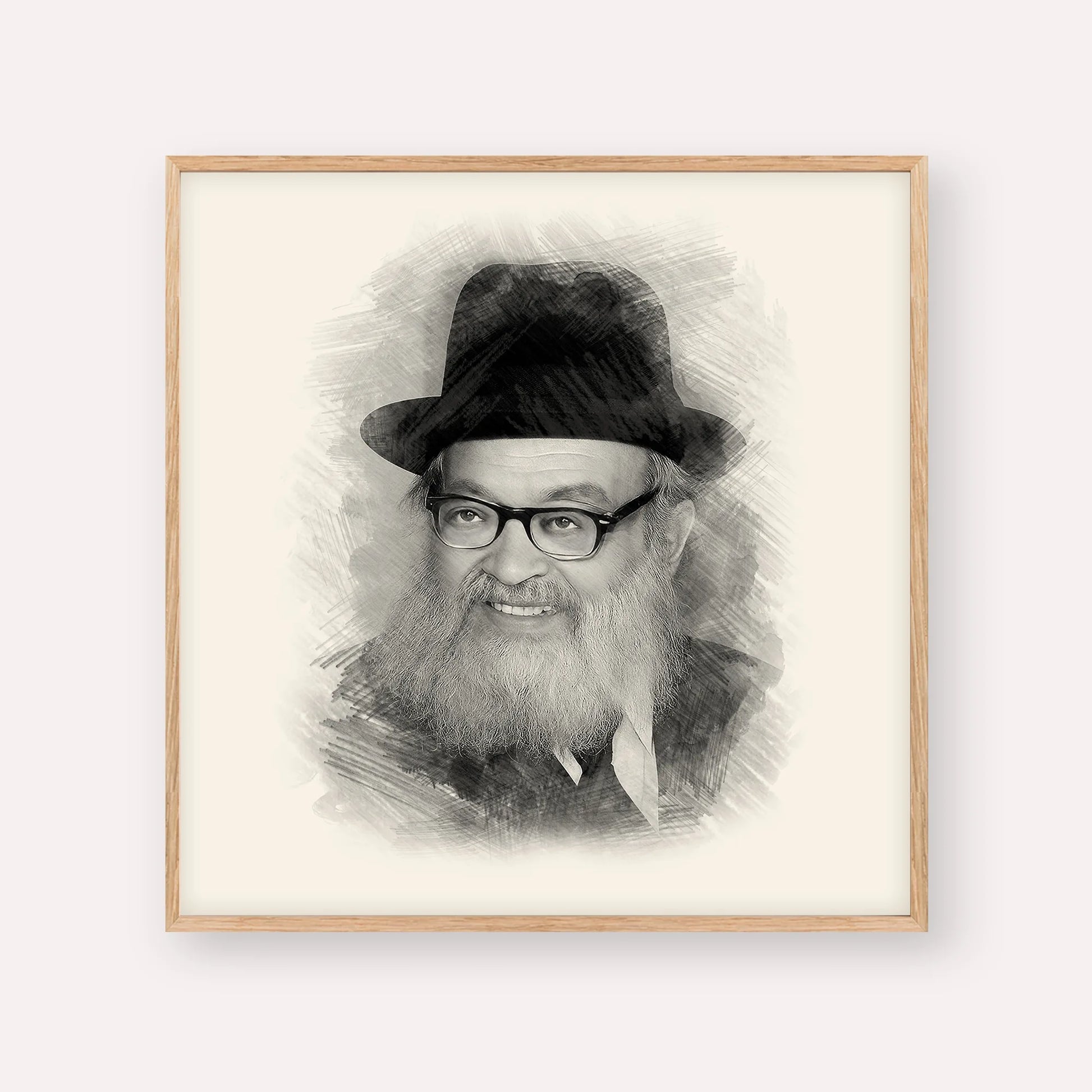 Rabbi Yaakov Kamenetsky – Black & White – Wood Frame Square | Jewish Wall Art, Gedolim Pictures