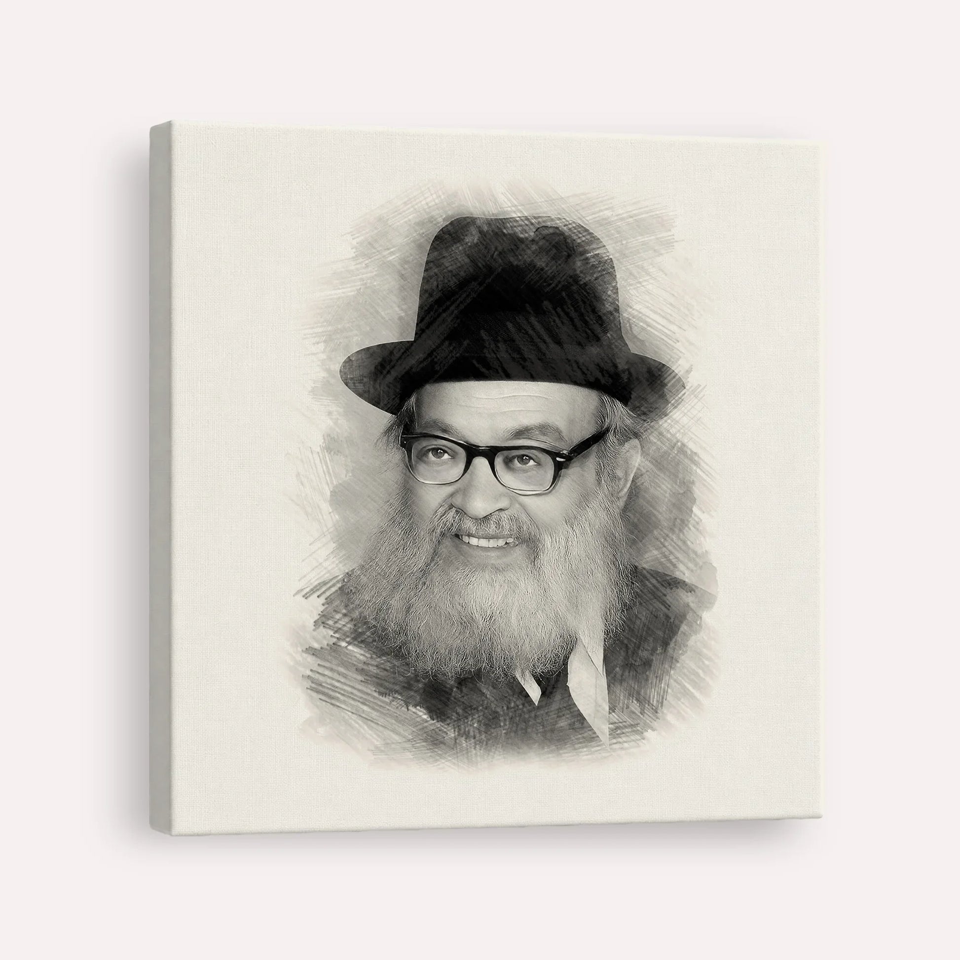 Rabbi Yaakov Kamenetsky – Black & White – Canvas Square | Jewish Wall Art, Gedolim Pictures