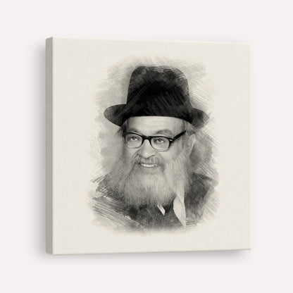 Rabbi Yaakov Kamenetsky – Black & White – Canvas Square | Jewish Wall Art, Gedolim Pictures