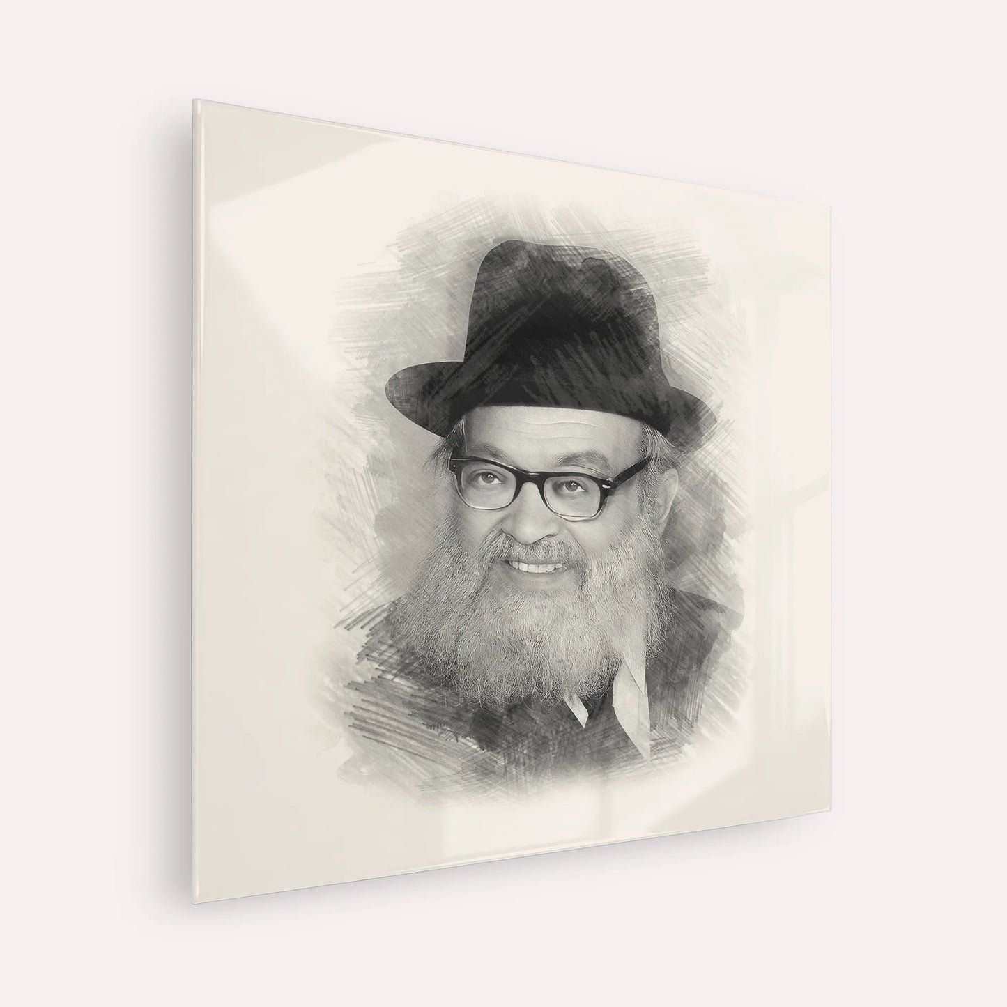 Rabbi Yaakov Kamenetsky – Black & White – Acrylic Glass Square | Jewish Wall Art, Gedolim Pictures