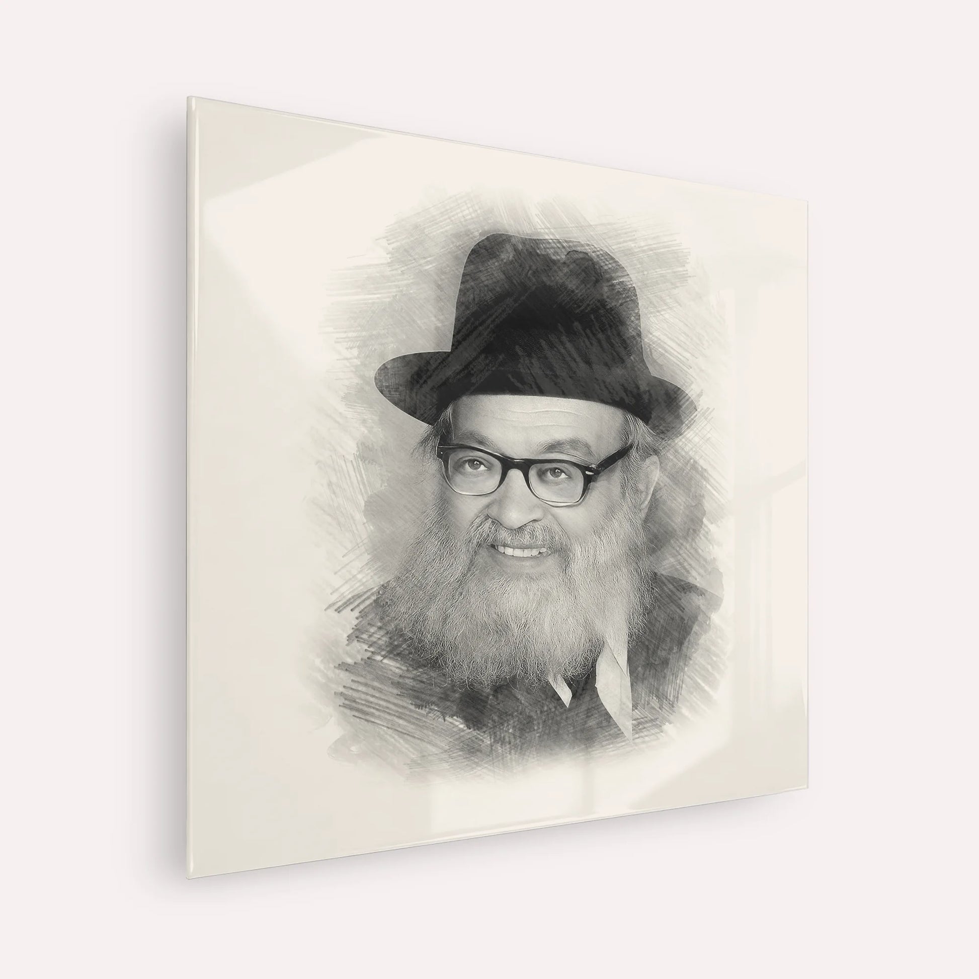 Rabbi Yaakov Kamenetsky – Black & White – Acrylic Glass Square | Jewish Wall Art, Gedolim Pictures