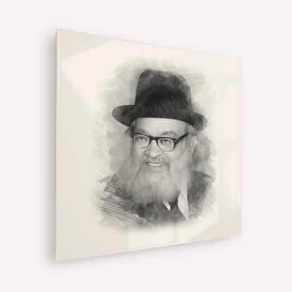 Rabbi Yaakov Kamenetsky – Black & White – Acrylic Glass Square | Jewish Wall Art, Gedolim Pictures