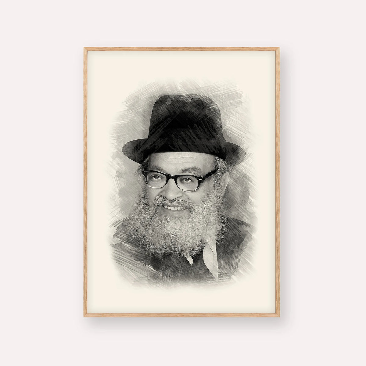 Rabbi Yaakov Kamenetsky – Black & White – Wood Frame Vertical | Jewish Wall Art, Gedolim Pictures