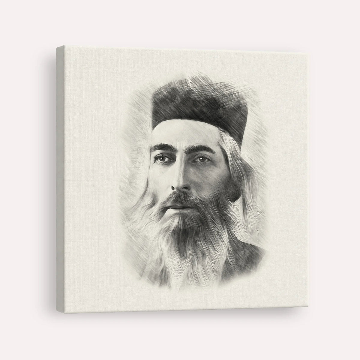 Rabbi Yaakov Yosef Herman – Black & White – Canvas Square | Jewish Wall Art, Gedolim Pictures