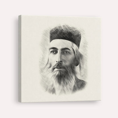 Rabbi Yaakov Yosef Herman – Black & White – Canvas Square | Jewish Wall Art, Gedolim Pictures