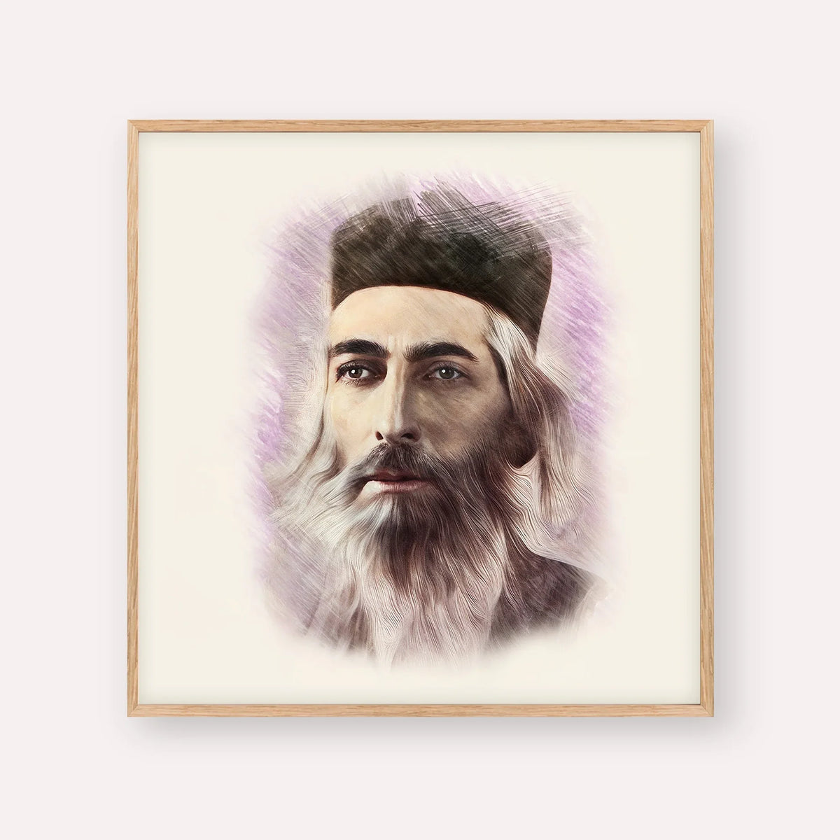 Rabbi Yaakov Yosef Herman – Wood Frame Square | Jewish Wall Art, Gedolim Pictures