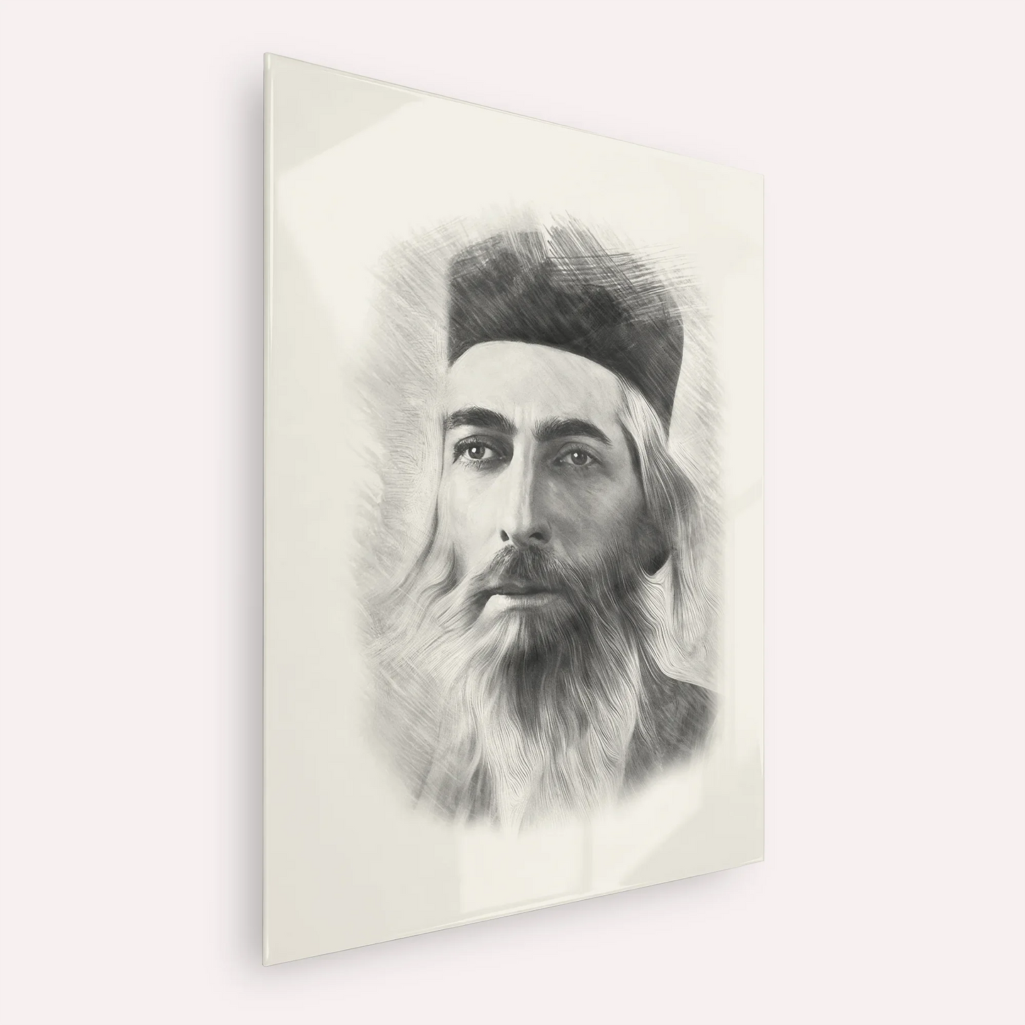 Rabbi Yaakov Yosef Herman – Black & White – Acrylic Glass Vertical | Jewish Wall Art, Gedolim Pictures