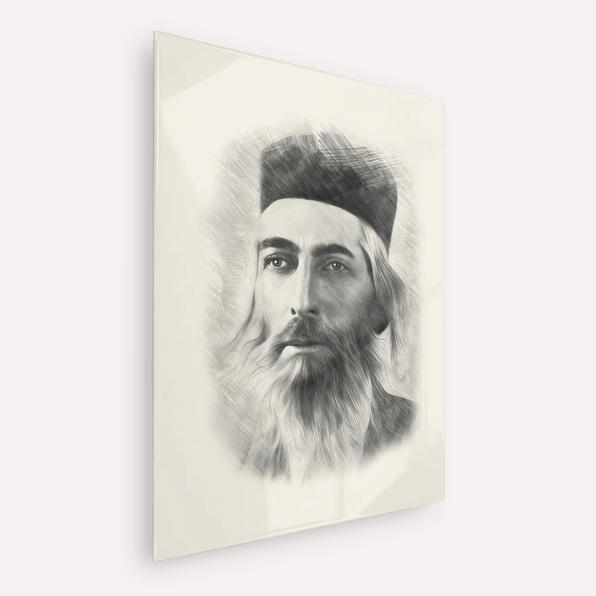 Rabbi Yaakov Yosef Herman – Black & White – Acrylic Glass Vertical | Jewish Wall Art, Gedolim Pictures