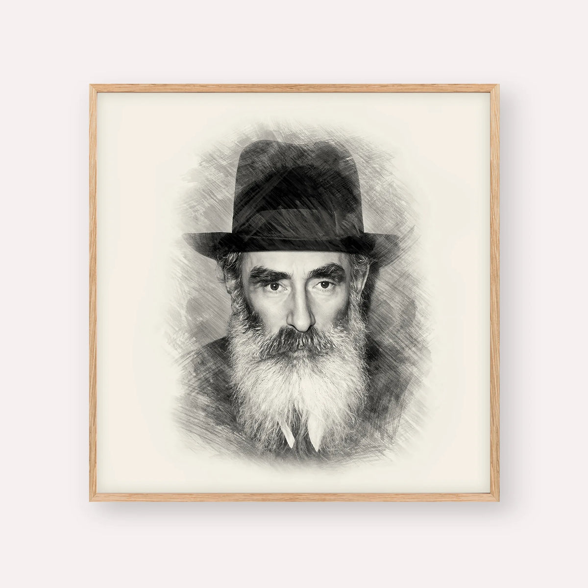 Rabbi Yechezkel Levenstein – Black & White – Wood Frame Square | Jewish Wall Art, Gedolim Pictures
