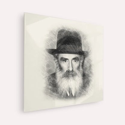 Rabbi Yechezkel Levenstein – Black & White – Acrylic Glass Square | Jewish Wall Art, Gedolim Pictures