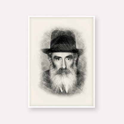 Rabbi Yechezkel Levenstein – Black & White – White Frame Vertical | Jewish Wall Art, Gedolim Pictures